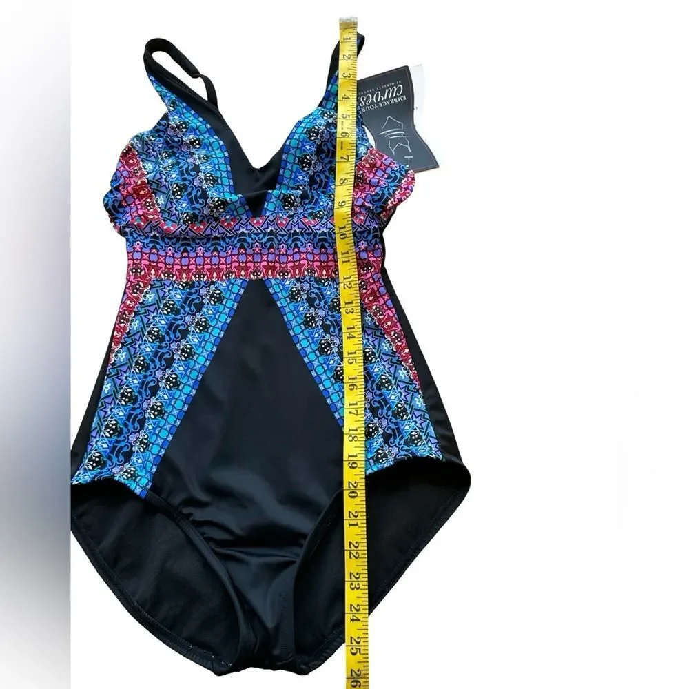 Miracle Brands Embrace Your Curves Georgia One Piece Swimsuit Size Small